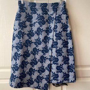 Halogen Blue Plaid Floral Skirt NWT Sz 12P
